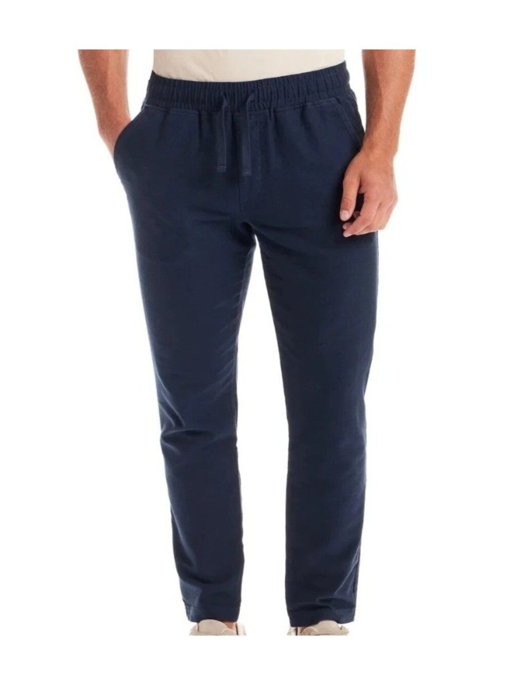 NWOT Vintage & Black Weatherproof Men's S Blue Linen Blend Pants Elastic Waist